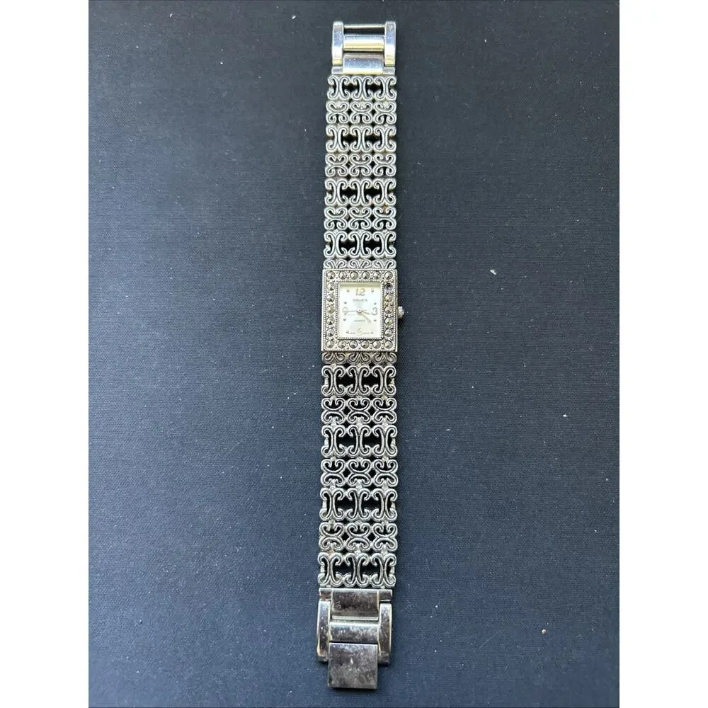 Gruen Silver Tone Marcasite Women’s Quartz Watch